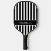 Moderne zwart-witte strepen gepersonaliseerd pickleball paddle (Achterkant)