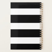 Moderne zwart-witte strepen gouden monogram planner (Achterkant)