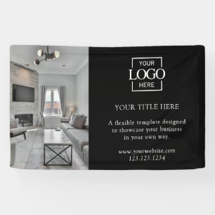 Moderne Zwart Zakelijk Logo Foto Professionele Spandoek