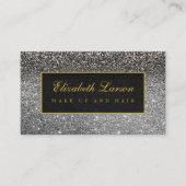 Moderne Zwart Zilver Glitter Schoonheid Make-up Visitekaartje (Voorkant)