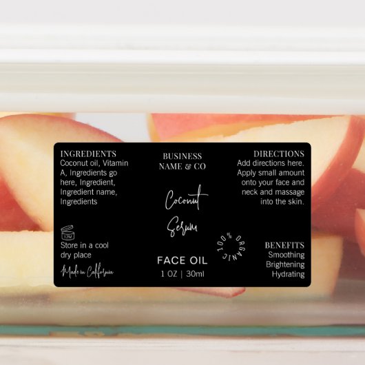 Moderne Zwarte 1 OZ Druppelfles Waterdicht Labels (Aangebracht)