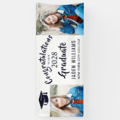 Moderne zwarte 2 FOTO-Afstuderen banner (Verticaal)