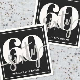 Moderne Zwarte 60e Verjaardagsfeestje Servet