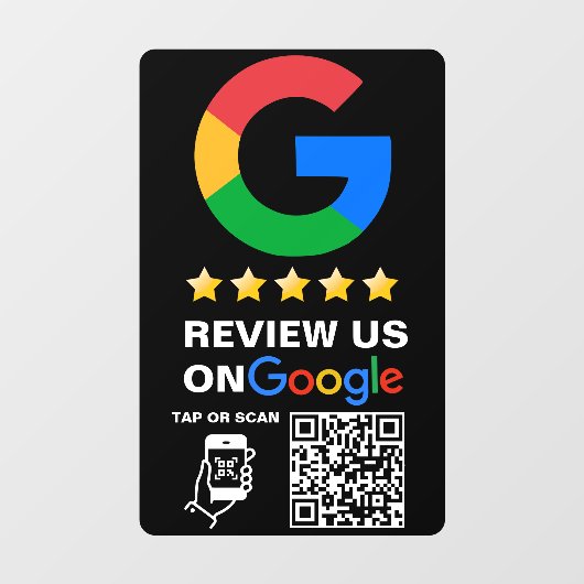 Moderne zwarte aangepaste logo en QR-code Google R Raamsticker (Vel)