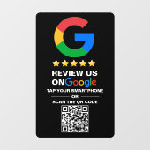 Moderne zwarte aangepaste QR-code Google Review Raamsticker (Vel)