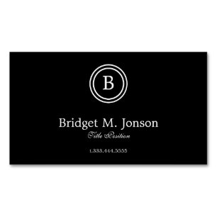 Moderne zwarte achtergrond en witte en zwarte cirk magnetisch visitekaartje