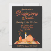Moderne zwarte achtergrond Thanksgiving Diner Kaart (Voorkant)