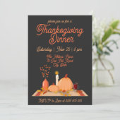 Moderne zwarte achtergrond Thanksgiving Diner Kaart (Staand voorkant)