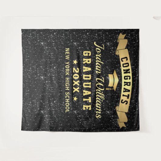 Moderne zwarte Afstuderen foto-achtergrond Wandkleed (Voorkant (horizontaal))