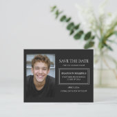 Moderne zwarte Afstuderen Foto opslaan Datum Aankondigingskaart (Staand voorkant)