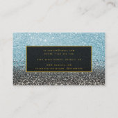 Moderne Zwarte Aqua Blauwe Glitter Schoonheid Make Visitekaartje (Achterkant)