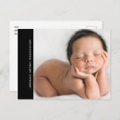 Moderne zwarte Baby foto geboorte aankondiging (Voorkant / Achterkant)