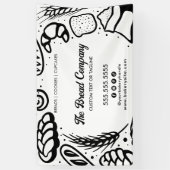 Moderne zwarte bakkerij Doodles Border Business Ev Spandoek (Verticaal)