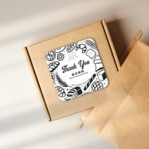 Moderne zwarte bakkerij Doodles Social Bedankt