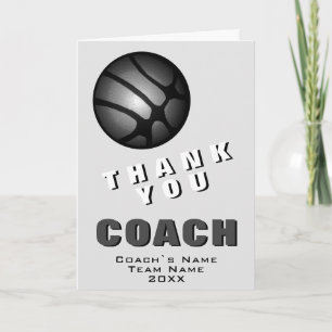 Moderne Zwarte Basketbal Dank coach Bedankkaart
