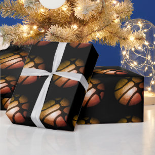 Moderne Zwarte Basketbal Sportpatroon Cadeaupapier