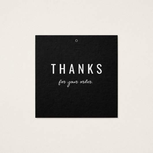 Moderne zwarte Bedankt hangen Labels op Vierkante Visitekaartjes (Achterkant)