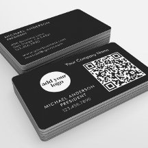 Moderne zwarte bedrijfslogo en QR-code