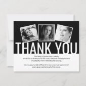 Moderne zwarte begrafenis bedankbriefje bedankkaart (Voorkant)