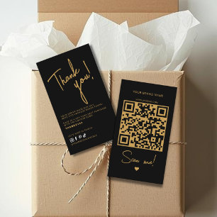 Moderne zwarte bestelling bedankt QR-code Visitekaartje