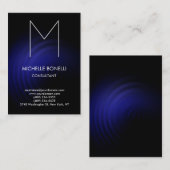 Moderne zwarte blauwmonogram visitekaartje (Voorkant / Achterkant)