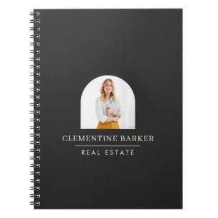 Moderne zwarte boog foto Zakelijke branding Notitieboek