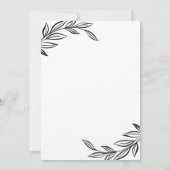 Moderne zwarte botanische bruiloft kaart (Achterkant)