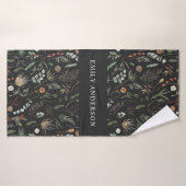 moderne zwarte botanische elegant badhanddoek (Badhanddoek)