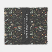 moderne zwarte botanische elegant fleece deken (Voorkant (Horizontaal))