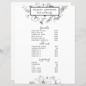 Moderne zwarte botanische spa 3-servicemenu (Voorkant / Achterkant)