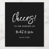 moderne zwarte bruiloft wijn etiket (Enkel label)