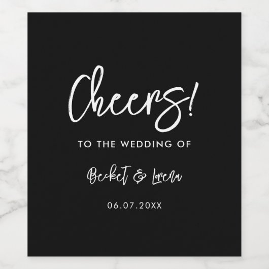 moderne zwarte bruiloft wijn etiket (Enkel label)