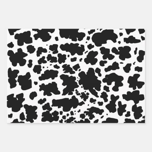 Moderne zwarte bruine Koe Huidtextiel Dierafdrukke Inpakpapier Vel (Voorkant 3)