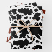 Moderne zwarte bruine Koe Huidtextiel Dierafdrukke Inpakpapier Vel (In situ)