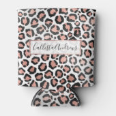 Moderne zwarte Chic-Roos Gold Foil Leopard-printer Blikjeskoeler (Voorkant)