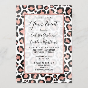 Moderne zwarte Chic-Roos Gold Foil Leopard-printer Kaart