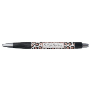 Moderne zwarte Chic-Roos Gold Foil Leopard-printer Pen