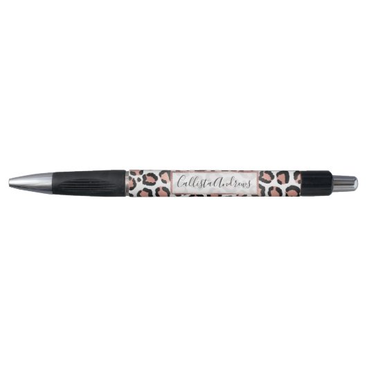 Moderne zwarte Chic-Roos Gold Foil Leopard-printer Pen (Voorkant)