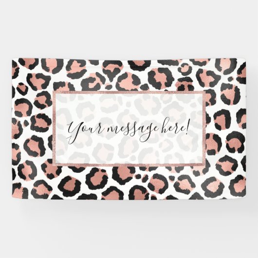 Moderne zwarte Chic-Roos Gold Foil Leopard-printer Spandoek (Horizontaal)