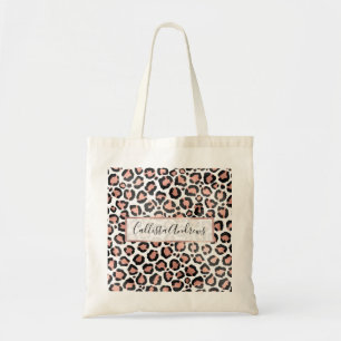 Moderne zwarte Chic-Roos Gold Foil Leopard-printer Tote Bag