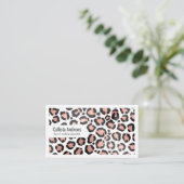 Moderne zwarte Chic-Roos Gold Foil Leopard-printer Visitekaartje (Staand voorkant)