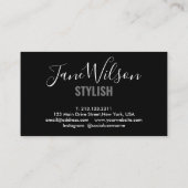 Moderne zwarte chique handtekening visitekaartje (Achterkant)
