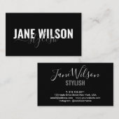 Moderne zwarte chique handtekening visitekaartje (Voorkant / Achterkant)