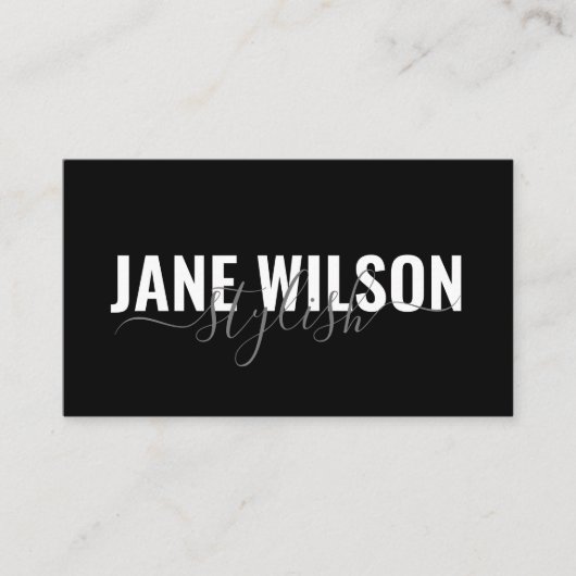 Moderne zwarte chique handtekening visitekaartje (Voorkant)