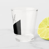 Moderne zwarte diagonaal | Monogram Shot Glas (Rechts)