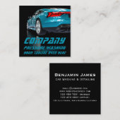 Moderne zwarte druk wasprogramma mobiele auto vierkante visitekaartje (Voorkant / Achterkant)