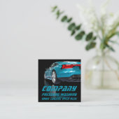Moderne zwarte druk wasprogramma mobiele auto vierkante visitekaartje (Staand voorkant)