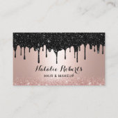Moderne zwarte druppels Roos gouden make-up kapsal Visitekaartje (Voorkant)