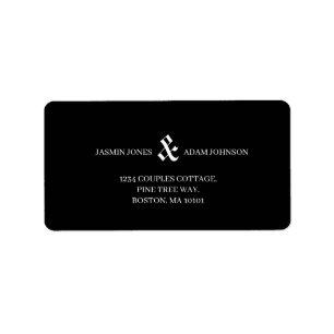 Moderne Zwarte Editoriale Monogram Huwelijk Etiket