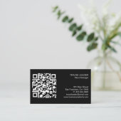 Moderne zwarte, eenvoudige professionele QR-code v Visitekaartje (Staand voorkant)